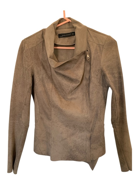 Zara Jackets & Blazers - Zara Woman Moto Jacket Tan Suede Like Material Size Small